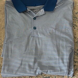 Nike Blue and White Striped Polo Shirt